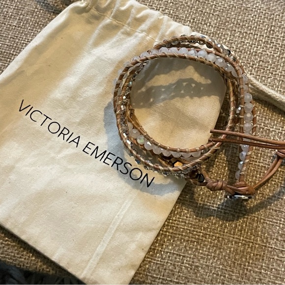 Victoria Emerson Bracelet wrap Bronze Beads with Crystals on Natural - Picture 4 of 6